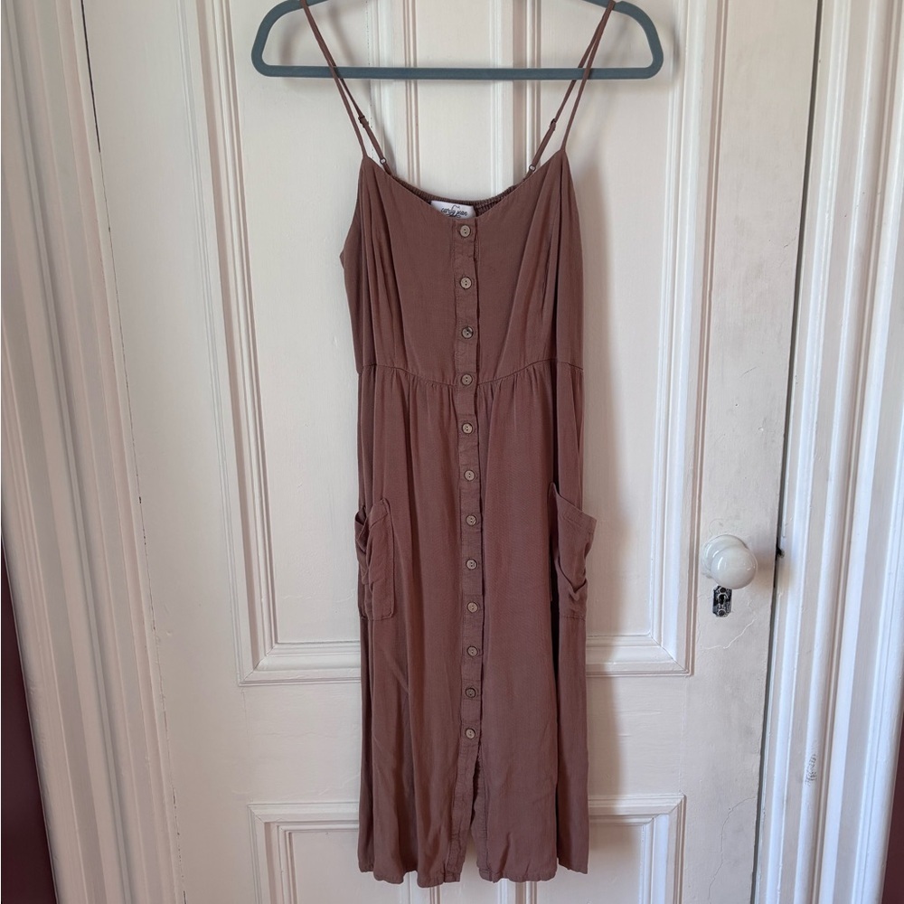 Women’s Carly Jean Los Angeles Spaghetti Strap Lined Shirred Back Midi Dress M